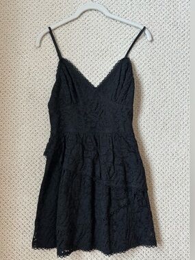 Love Shack Fancy Black Lace Mini Dress